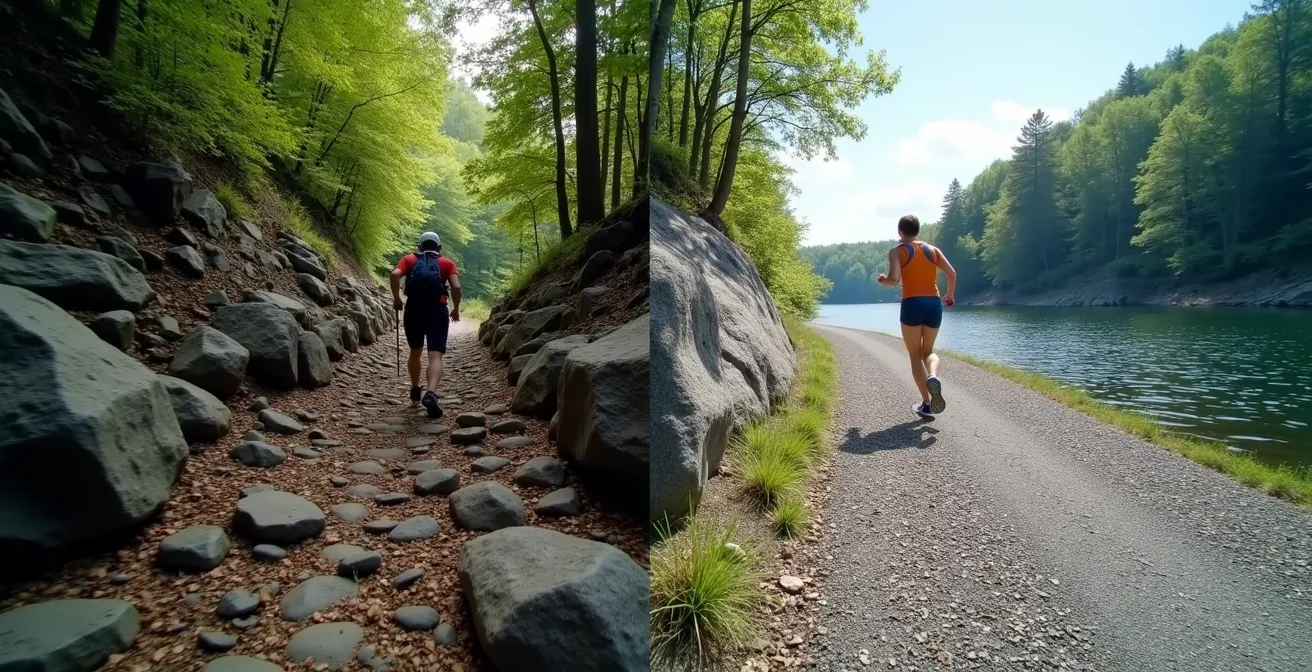 Profil d'élévation comparatif entre sentier de montagne et parcours plat au Québec